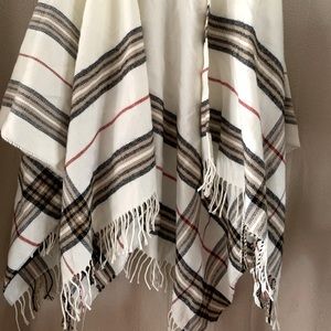 White & Plaid Sherpa with Fringe